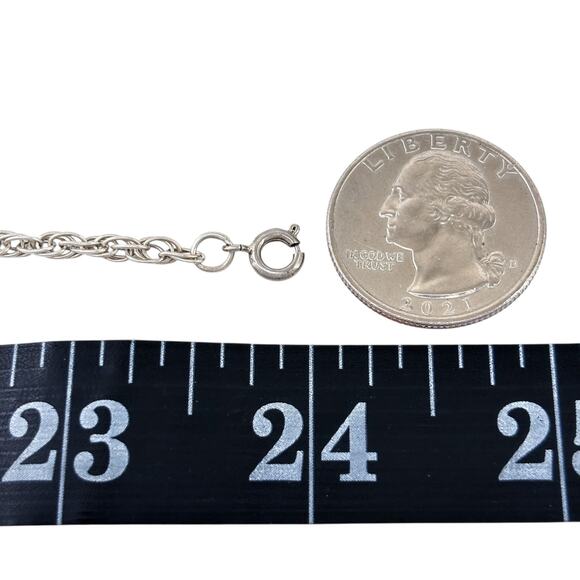 Vintage Sterling Silver 925 Rope Chain Necklace 24" - Picture 2 of 3